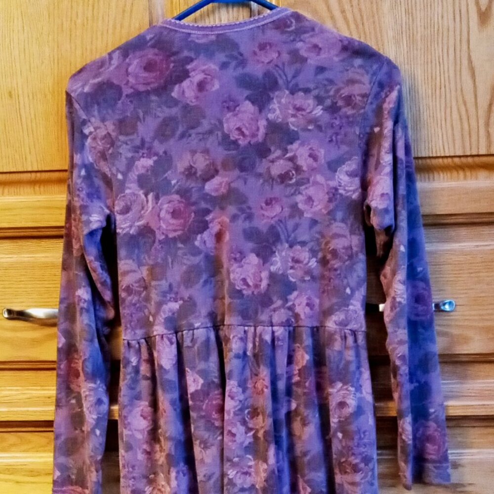 MODA INT'L Vintage Victoria's Secret 90s Plum Floral Empire Waist Tunic Dress - Picture 3 of 14